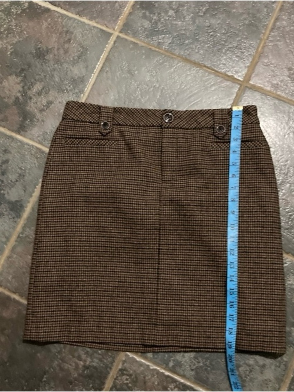 Eddie Bauer Brown Houndstooth Wool
Blend Lined Pencil Skirt Size 8 - Picture 3 of 10